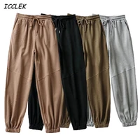 icclek womens joggers pants elastic high waist sweatpants casual trousers spring female loose sportpant drawstring trackpants