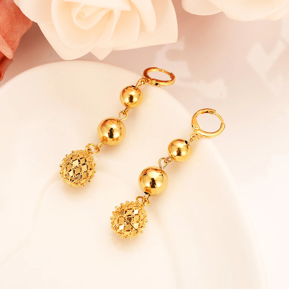 Прекрасные серьги с бусинами для женщин/девушек золотого цвета шариками