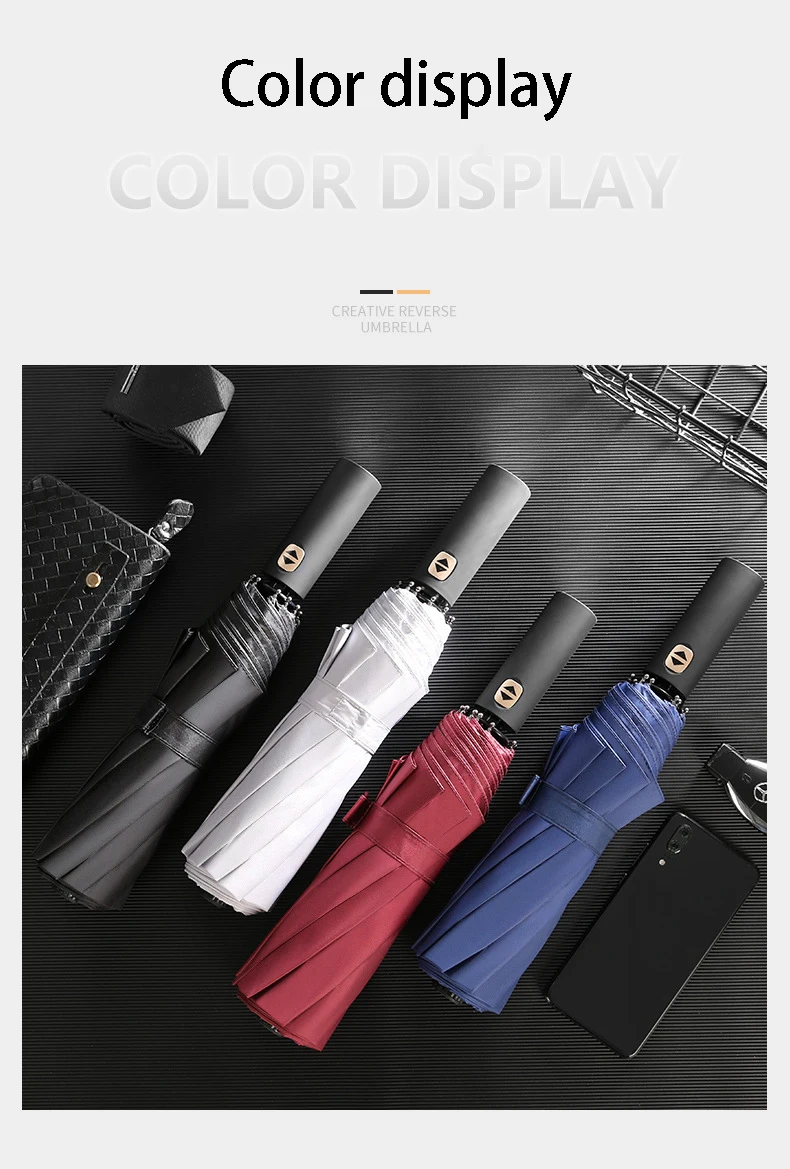 Explosion models automatic umbrella three fold windproof umbrella men and women sun umbrella three fold black plastic umbrella
