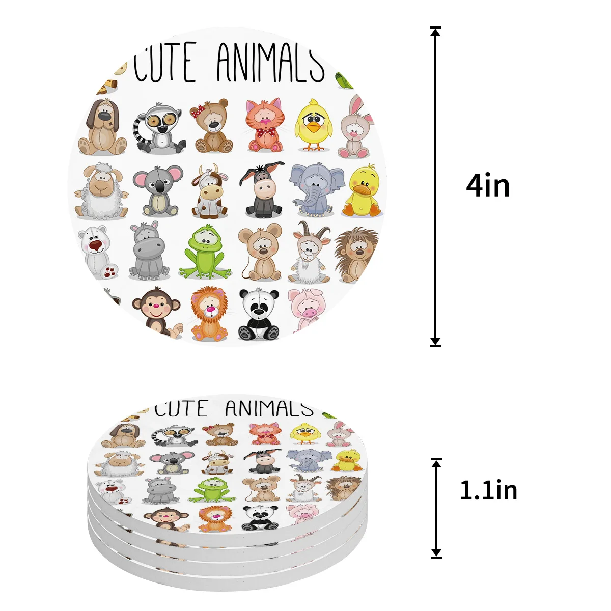 Animal Penguin Lion Panda Monkey Placemat Ceramic Drink Coasters Table Decoration Absorbent Moisture |
