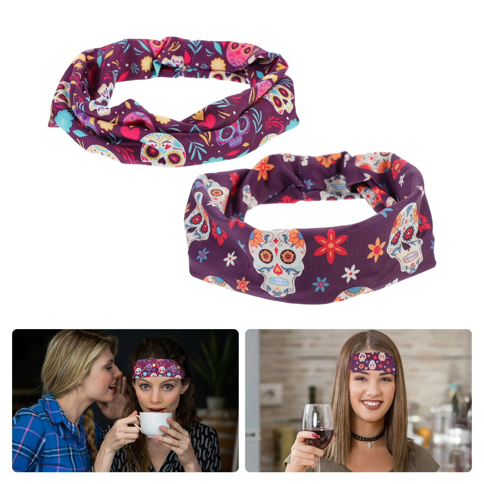 

2Pcs Colorful Headbands Elastic Head Wrap Hair Accessory