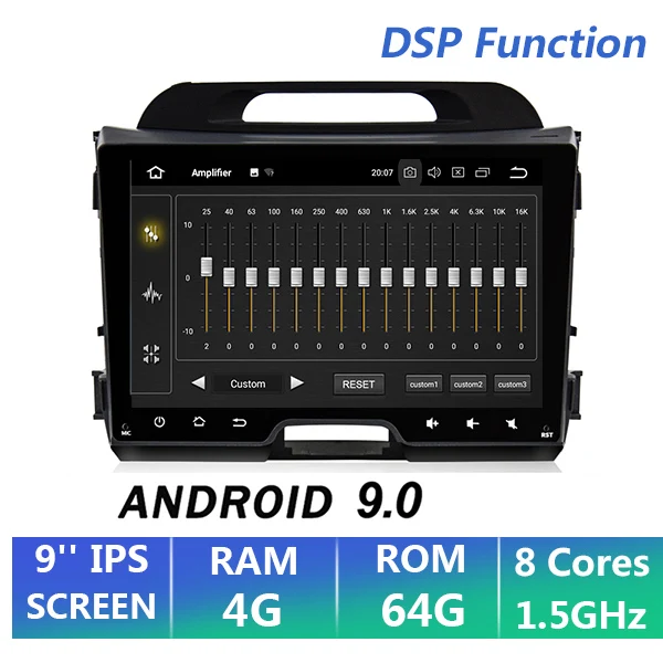 4G 64G IPS DSP EKIY " ips Автомобильный мультимедийный плеер Android 9,0 2 Din автомагнитола для Kia Sportage 2010- gps Навигация стерео аудио wifi 4G ram - Цвет: 4G 64G IPS DSP