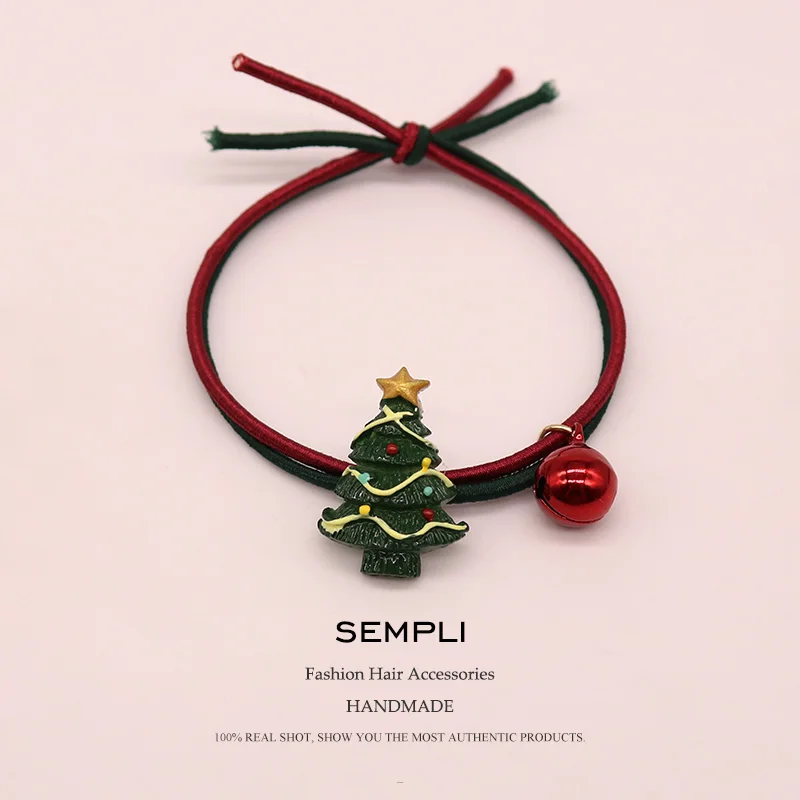 Christmas Tree Sempli, 22 вида, высокие нейлоновые резинки, рождественский сезон, колокольчик, эластичные резинки для волос, для женщин, девочек, Санта Клаус, Рождественская елка, головные уборы - Цвет: Christmas Tree