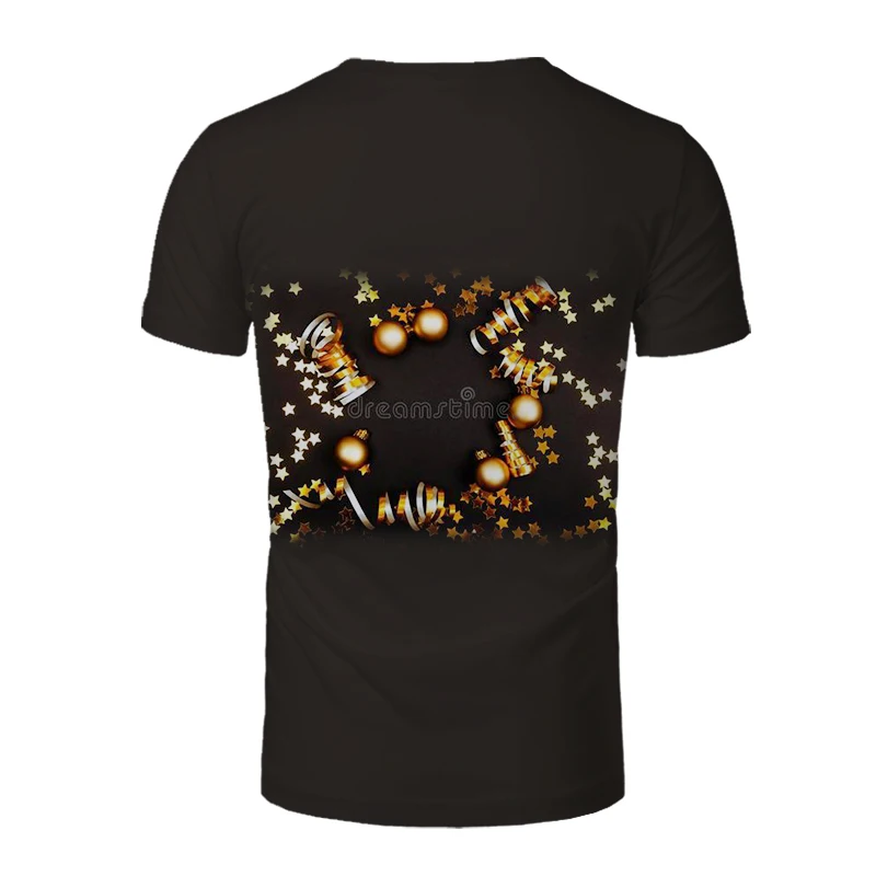 

Christmas 3D printing fashion men's and women's short-sleeved t-shirt soft material outdoor casual loose men's oversized T-shirt