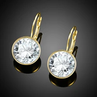 real gold 18k plated copper earrings genuine austrian crystal round earrings for women fine jewelry wedding gifts accessories
