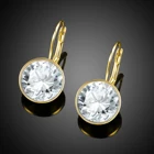 Серьги женские круглые из настоящего золота с покрытием из 18 карат и австрийским кристаллом