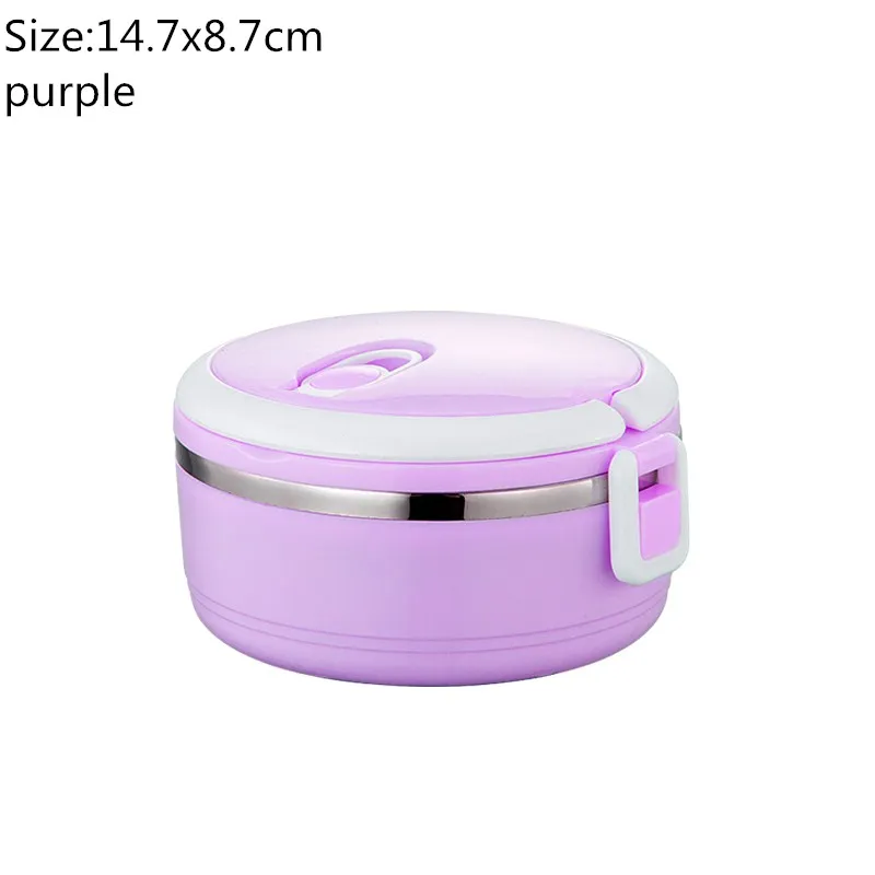 purple 1 layer Hoomall герметичный Ланч-бокс из нержавеющей стали для детей, студенческий термос-контейнер для еды с подогревом, органайзер, бэнто-бокс для еды с подогревом - Цвет: purple 1 layer
