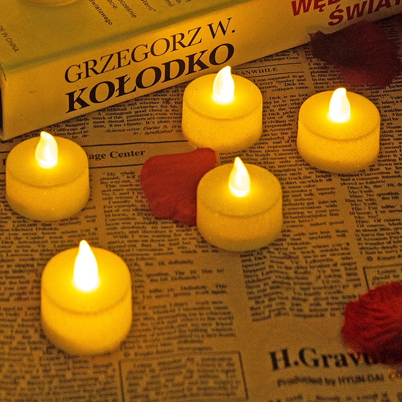 

6 PCS Tea Lights Decorative LED Light Glitter Simulation Candle Flameless Bulb Ornament for Wedding Party Festival _WK