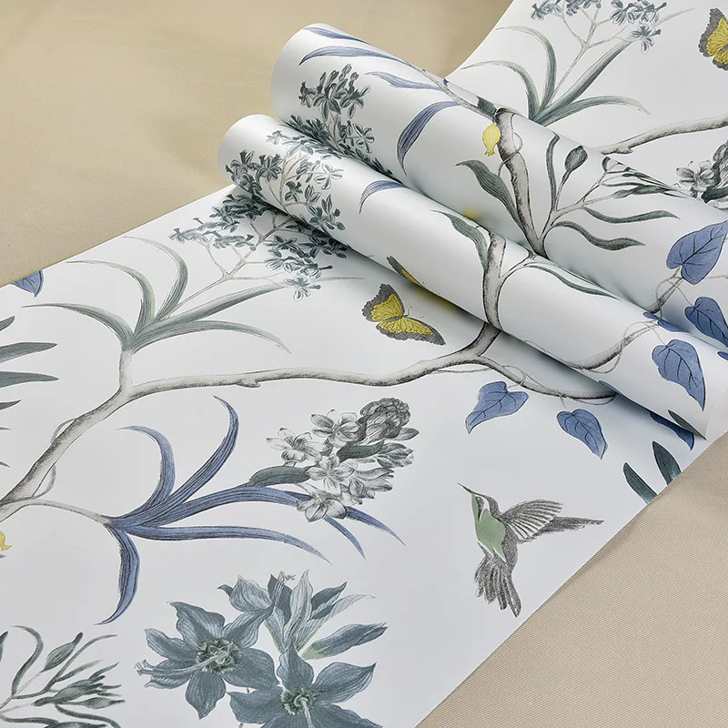 Американский кантри обои ретро Ностальгический зеленый пасторальный цветок ТВ