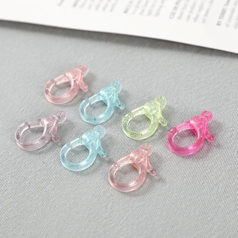 

20pcs Trendy Sparkling Plastic Candy Color Lobster Clasp Hooks Connectors For Jewelry Making DIY Keychain Finding Accessories