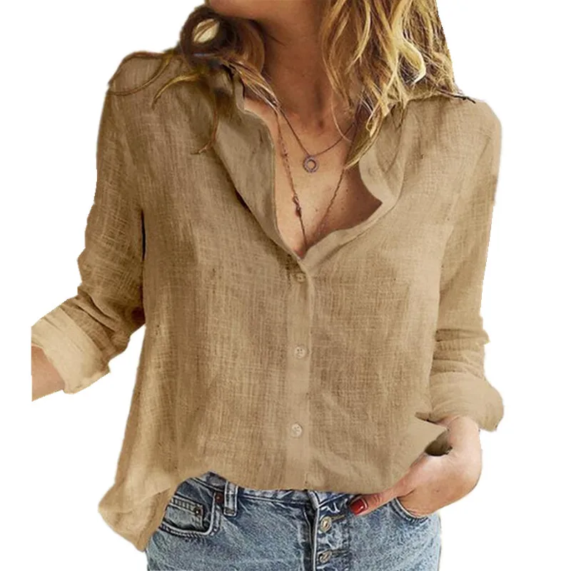 Женская хлопковая блузка с длинным рукавом принтом