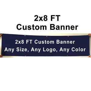 Индивидуальный баннер на 2x8 футов, флаг для спортивных фанатов, рекламная лампа, латунные люверсы 60x240 см, полиэстер, бесплатная доставка