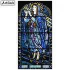 Полноразмерная Алмазная картина с ангелом, цветное окно, цветок, религиозный узор, декоративная Алмазная вышивка крестиком, портрет