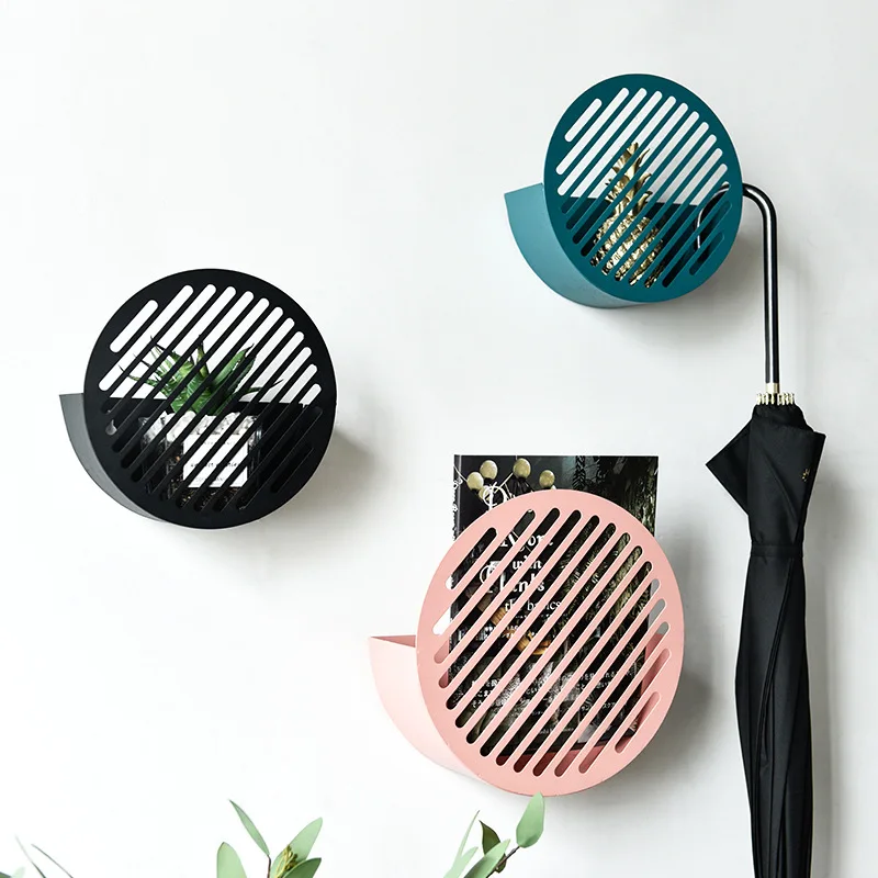 Скандинавские настенные однотонные железные круглые стеллажи для хранения