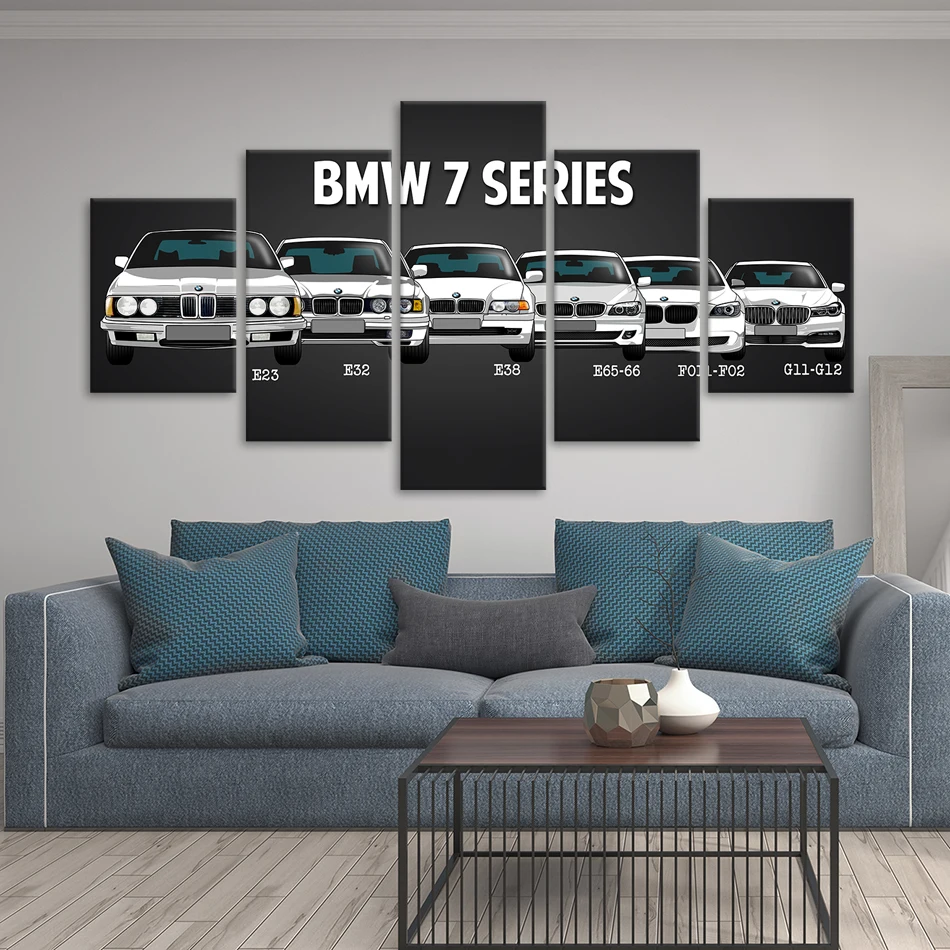 

Постер с рисунком на холсте, домашний декор, 5 шт., HD Bmw M3 M5, белые спортивные автомобили, картины на стену, картины для гостиной