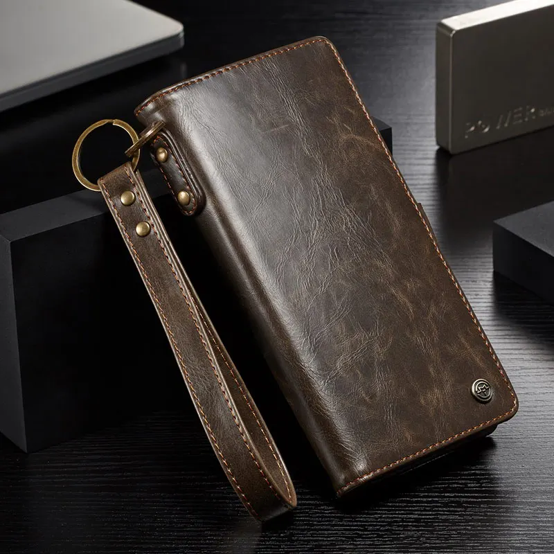 Чехол мне чехол для samsung Galaxy Note 9 8 Note10 S8 S9 S10 Plus E Ретро ремень захлестывающийся чехол-портмоне для телефона на магните съемный чехол s сумка - Цвет: Коричневый