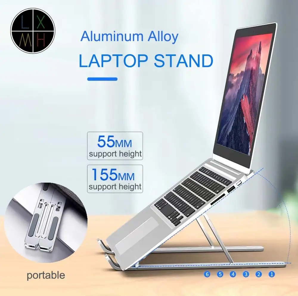 

Aluminum Alloy Laptop Holder Stand Adjustable Folding Portable for Notebook Computer Bracket Lifting Cooling Holder Non-slip