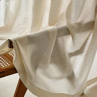 luxury thickened linen warp knitted yarn curtains cotton linen curtains gauze for living room rhombic lattice jacquard cortinas