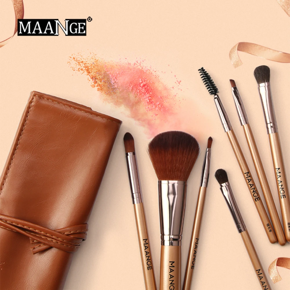 MAANGE дорожные кисти для макияжа 7 шт. набор кистей с портативной сумкой