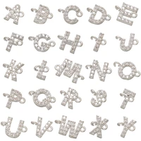 zhukou 8x10mm silver color 26 letter connector charms for diy handmade bracelet supplies cute jewelry making accessories vs461