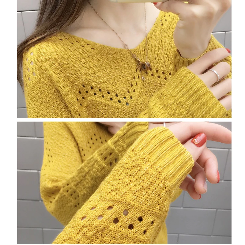 Spring 2021 New Fashion Knitted Women Sweater Long Sleeve V-neck Elegant Clothing Sweaters And Pullovers 5456 50 | Женская одежда