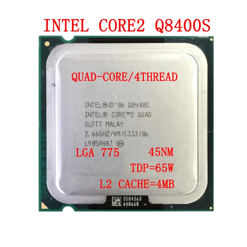 

Intel Core 2 Quad Q8400S Quad-Core CPU 2.6GHz 4M 65W LGA 775 Processor