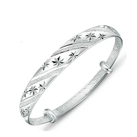 fashion 925 stamp silver color woman lucky cuff bracelet meteor shower adjustable charm bangle girls party jewelry gifts