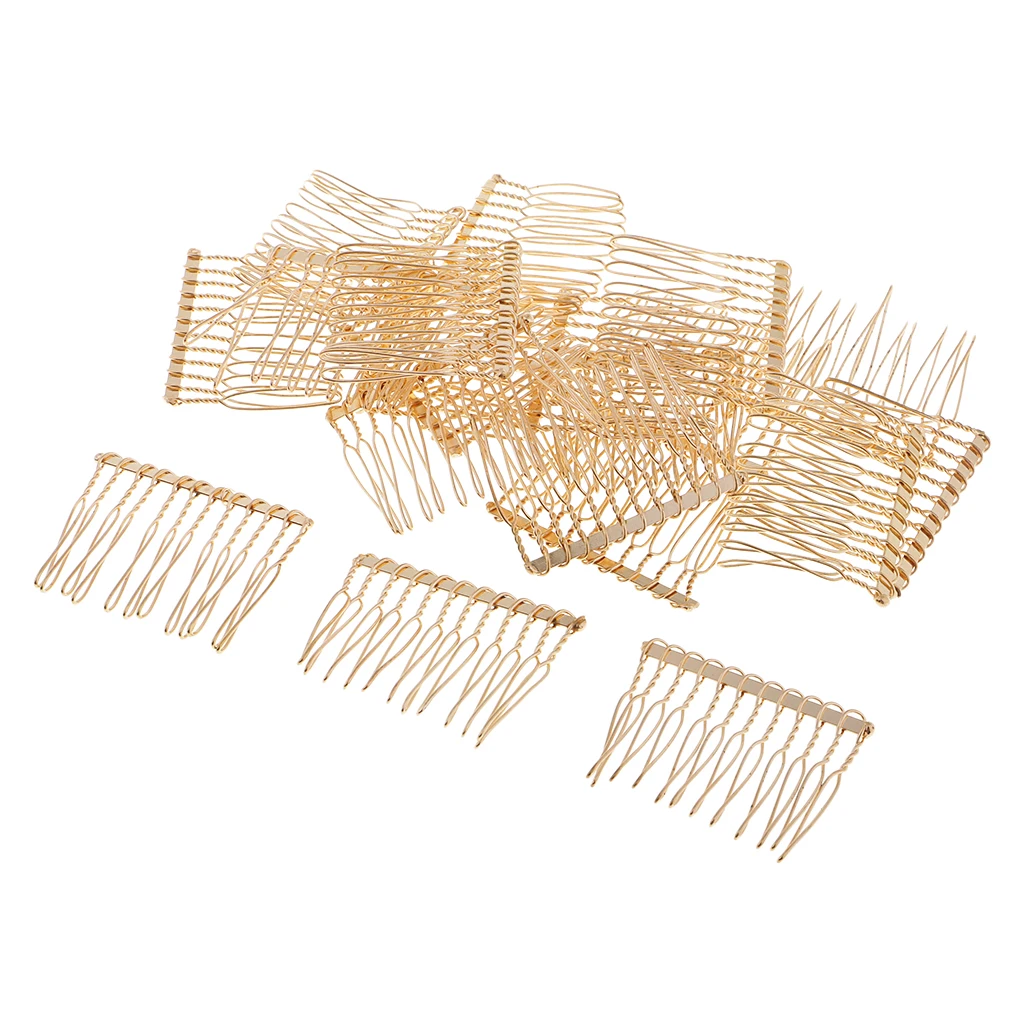 20pcs Metal Plain 12 Teeth Hair Combs Pin Slide Side Comb Headdress for | Jewelry