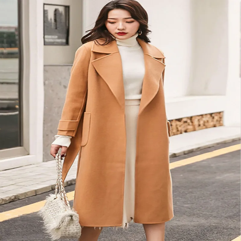 

Tcyeek Winter 100% Wool Coat Female Elegant Ladies Woolen Jacket Women Manteau Femme 2020 Korean Vintage Belt Blend Jackets 901