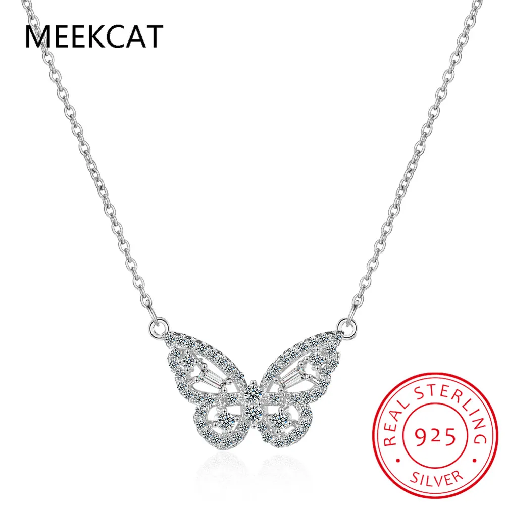 100% 925 Sterling Silver High Carbon Diamond Butterfly Pendant For Women Sparkling Wedding Engagement party Fine Jewelry