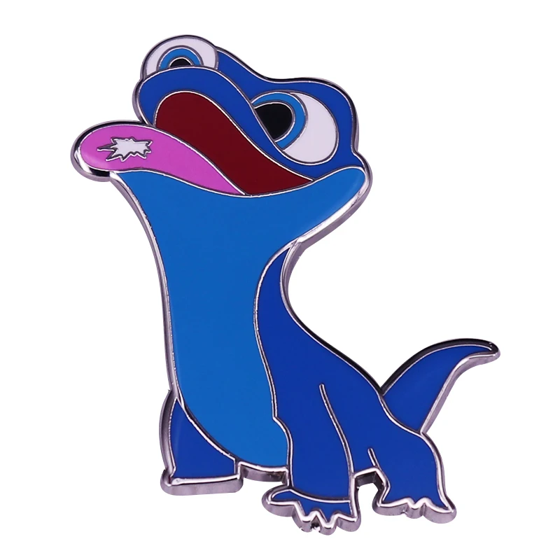 A cute lil' fire salamander brooch Bruni with a snowflake on his tongue from Elsa's snow powers! | Brooches