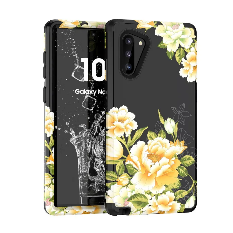 Peony Flower Armor Phone Case For Samsung Galaxy S10 S9 Plus Note 10 Luxury Hybrid 3 in 1 Shockproof Hard Cover Coque |