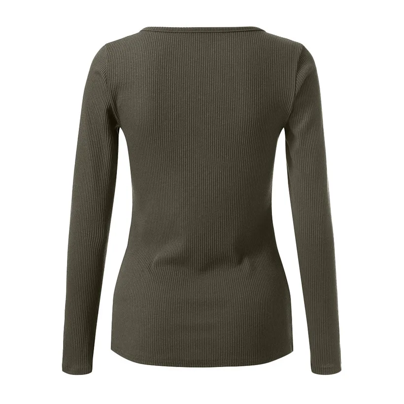 Ropa mujer In women's футболки женские с v образным вырезом Хенли тонкие длинным рукавом