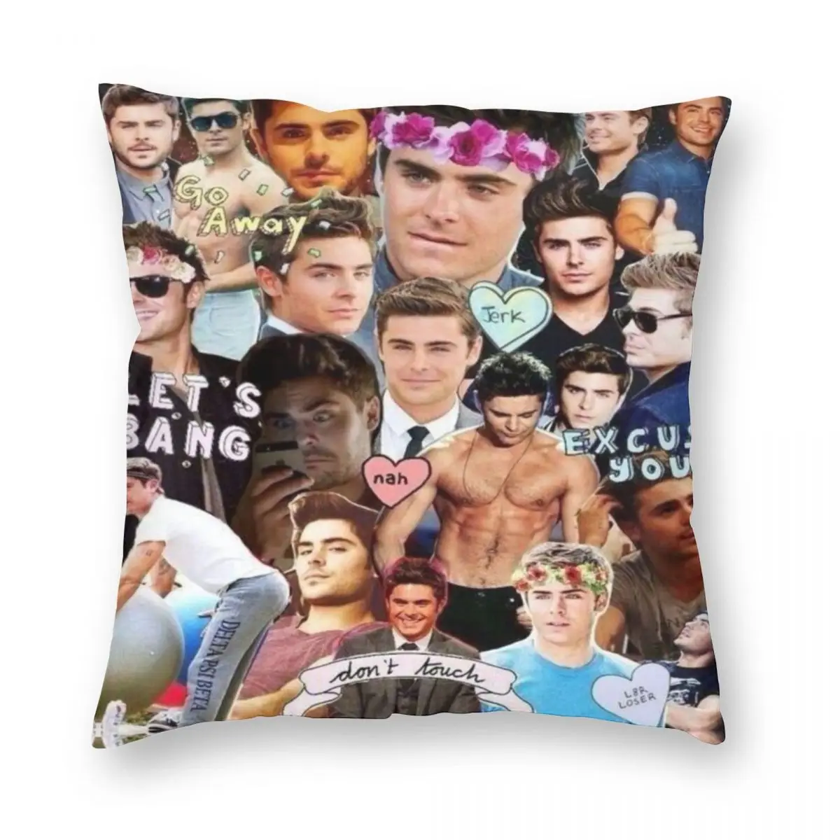 

Zac Efron Square Pillowcase Polyester Linen Velvet Printed Zip Decor Sofa Seater Cushion Cover 18"