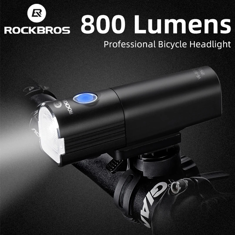 

ROCKBROS Bike Light Rainproof Bicycle Front Lamp USB Charging Headlight 800 Lumen Multiple Modes Flashlight Cycling Accessories
