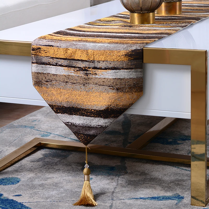 Роскошный стильный золотой и серый полосатый современный простой настольный