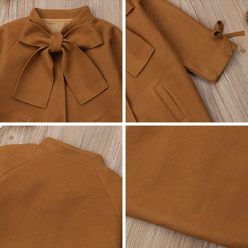 Новинка Сезон осень зима Пальто для маленьких девочек Теплый шерстяной плащ с