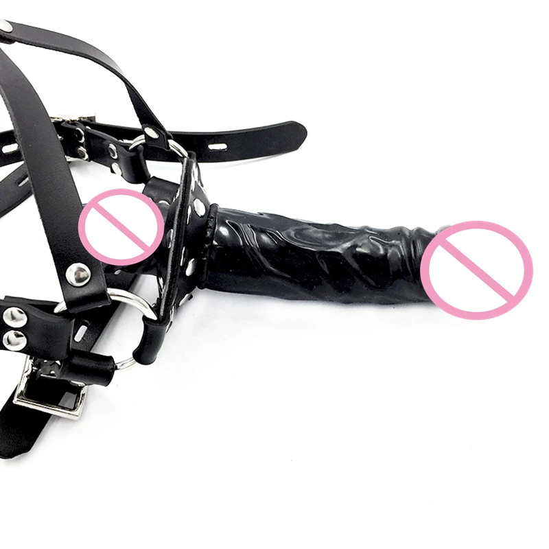 Двухсторонние Фаллоимитаторы страпон с открытым ртом головной ремень