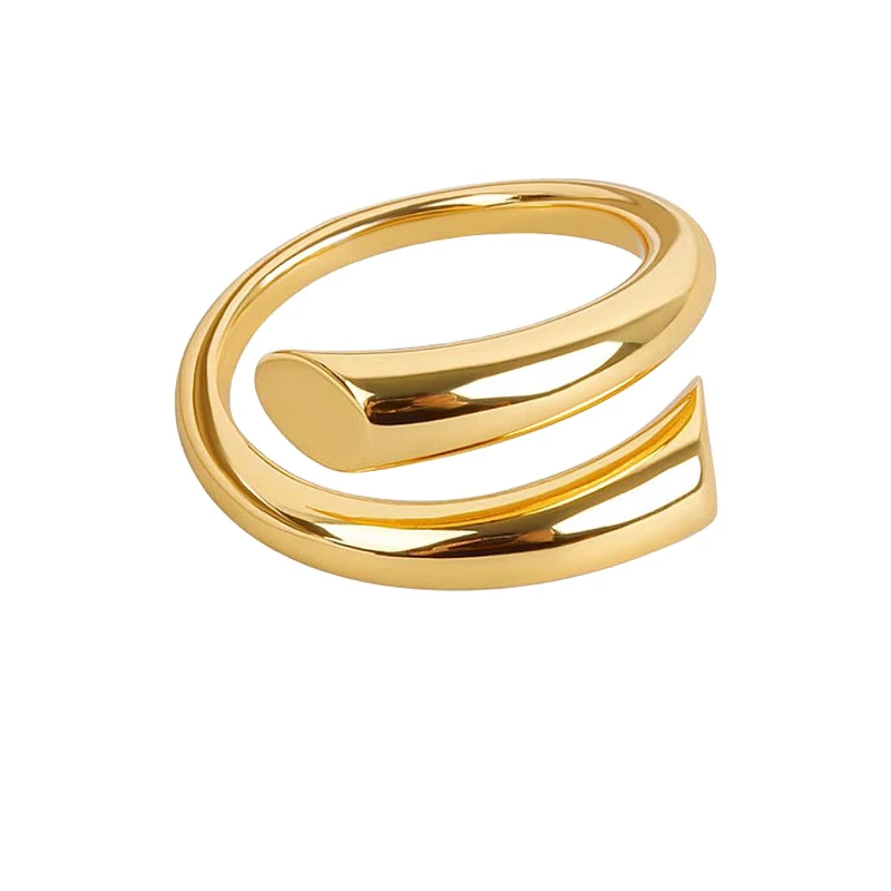 

Minimalist Cross Line Glossy Spoon Gold Color 925 Sterling Silver Adjustable Rings For Women Chunky Elegant Jewelry Wholesale