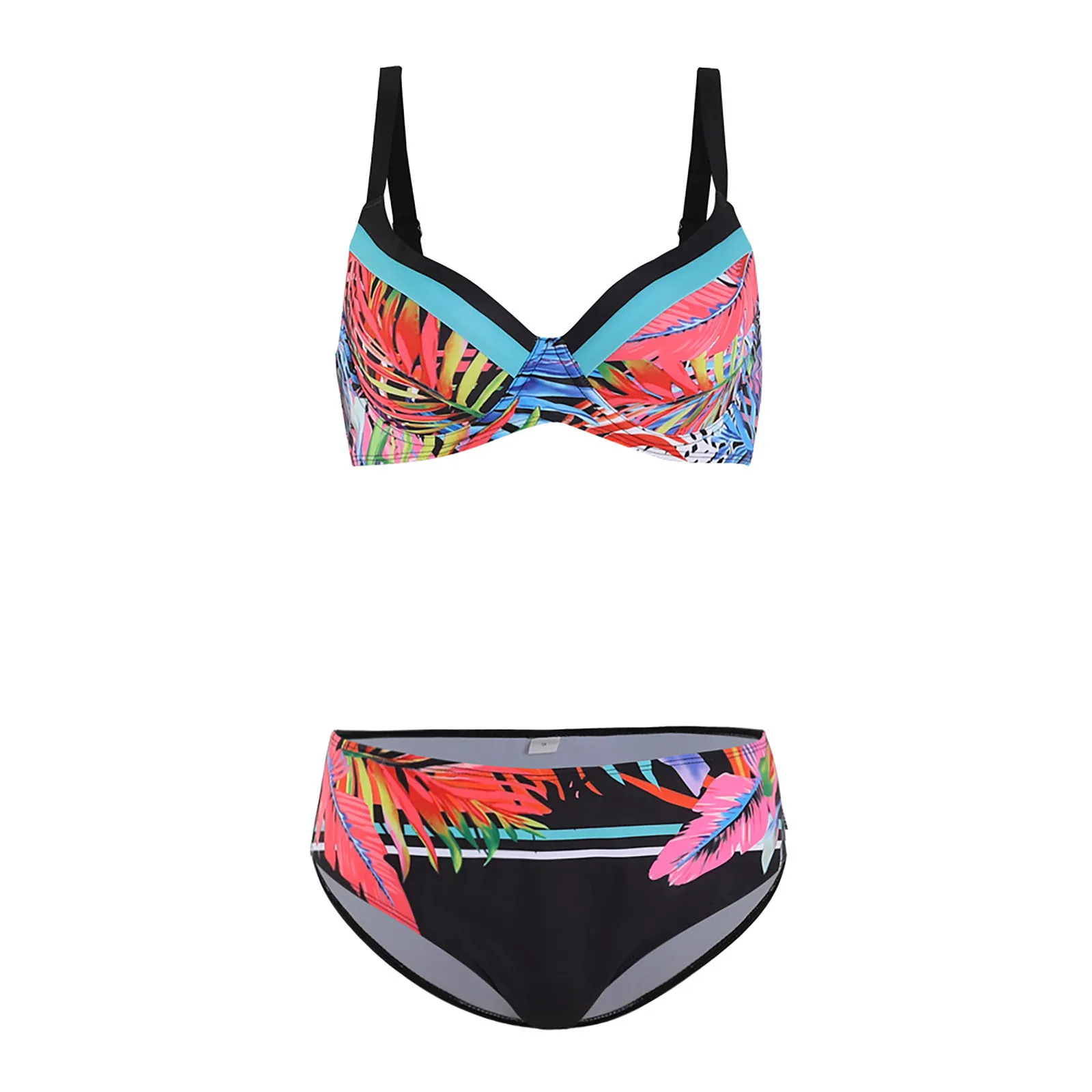 

Women hot sale swimwear Solid Color Straps Bikini Double Strap High Waist Split Swimsuit 2021 new bikini swimsuits lingerie set