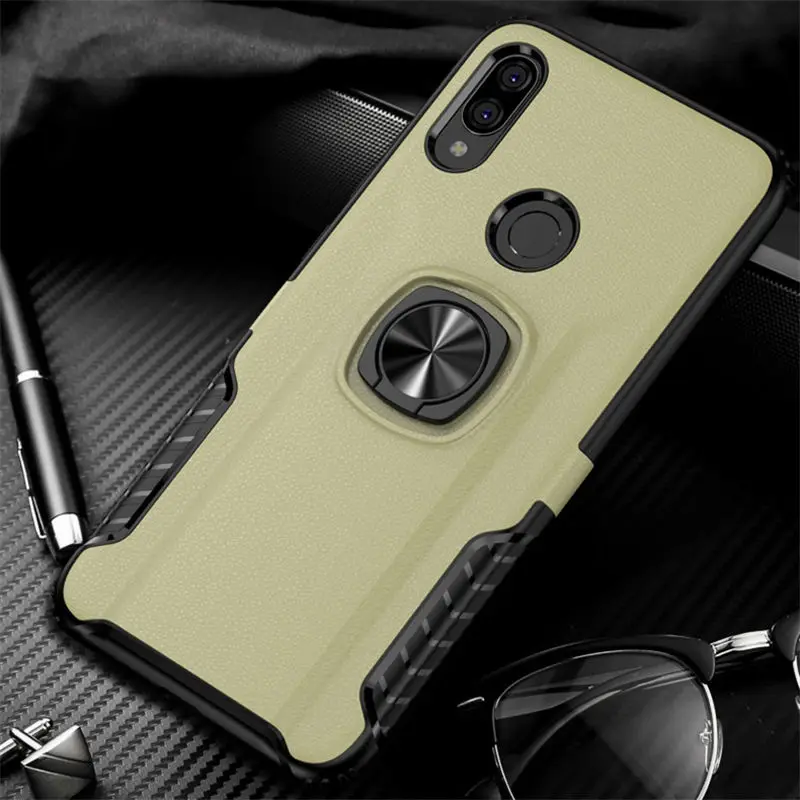 Gold Противоударный защитный чехол для Xiaomi Redmi Note 7 Pro 4 X 4X Note 6 5 Pro, Гибридный Металлический Чехол-подставка с кольцом для Redmi Note7 Pro, чехол s - Цвет: Gold