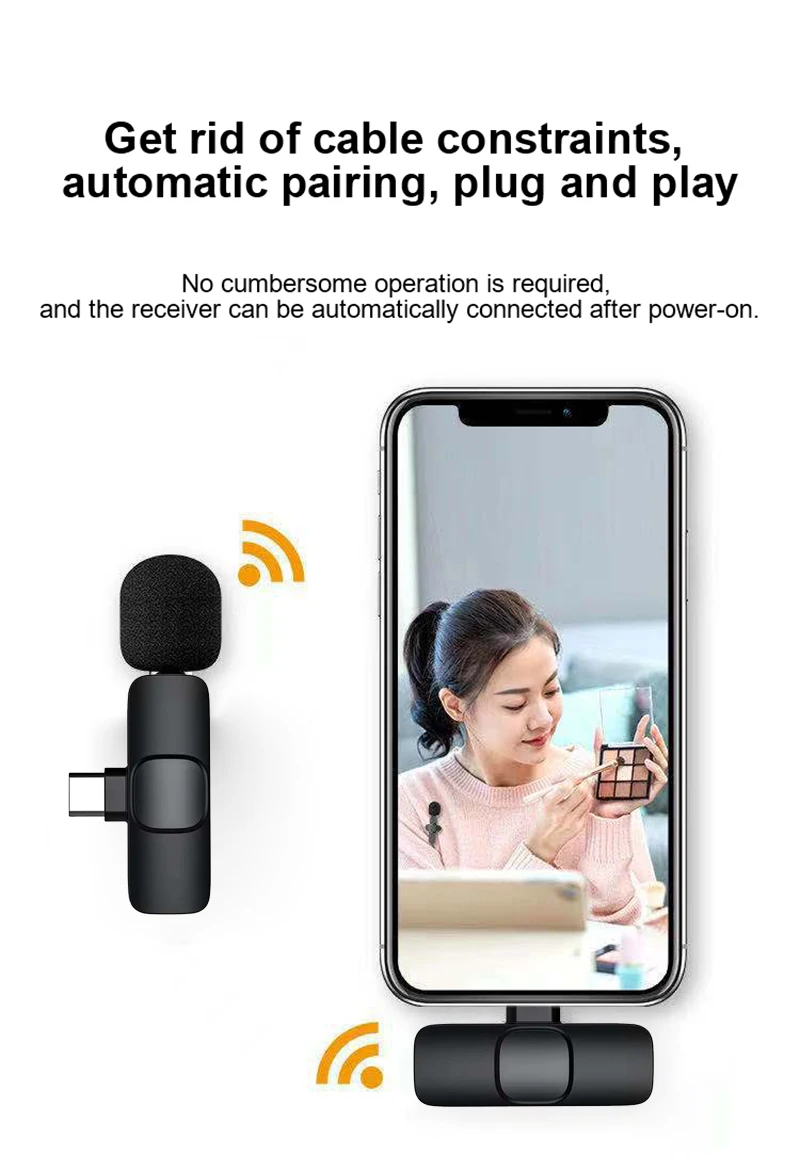 Беспроводной петличный микрофон портативный мини-микрофон для IPhone Android YouTube Facebook