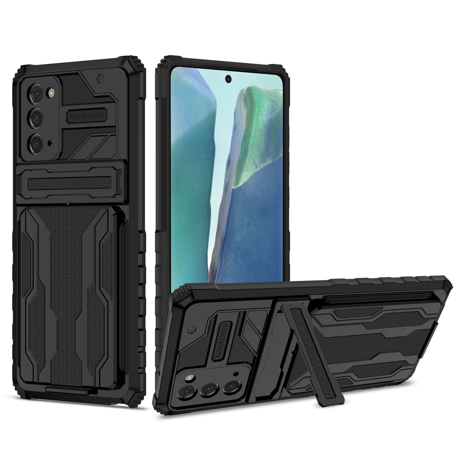 

For Samsung Galaxy Note 20 Cases Shockproof Armor Case Stand Card Package Bumper Phone Back Cover For Note 20 Ultra Phone Case