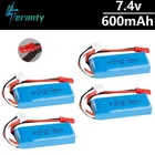 7,4 в 600 мАч 20C Lipo батарея для WLtoys K969 K979 K989 K999 P929 P939 RC автозапчасти 2s 7,4 В батарея 4 шт.лот
