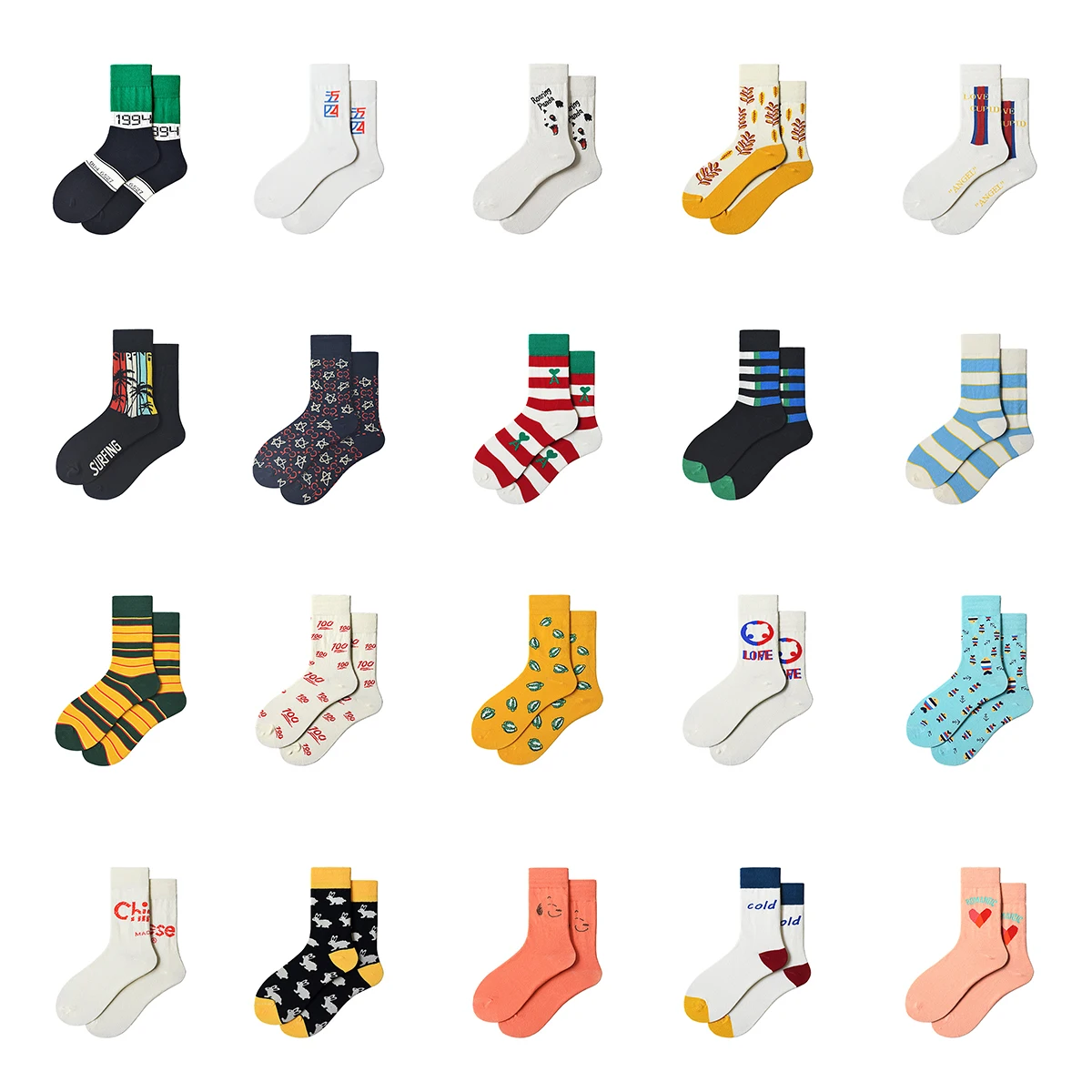 Мужские хлопковые носки модные короткие в стиле Харадзюку женские с