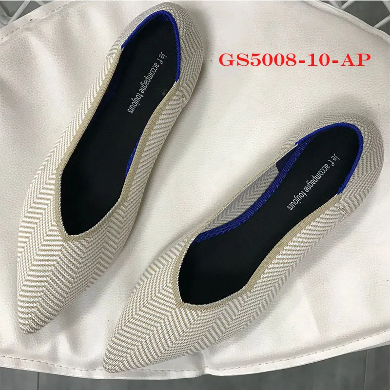 5008-10-AP Flats Genshuo/Женская обувь на плоской подошве; Zapatos de Mujer; женские балетки на плоской подошве; слипоны с острым носком; женская повседневная обувь; мягкие лоферы - Цвет: 5008-10-AP Flats