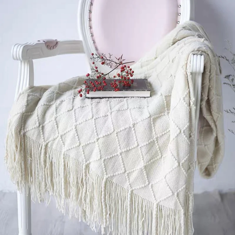 

Nordic Knitted Throw Thread Blanket on the Bed Sofa Travel TV Nap Blankets Soft Towel Bed Solid Color Tapestry Throw Blanket