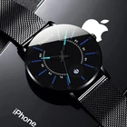 Часы наручные мужские кварцевые ультратонкие, модные люксовые деловые, с сетчатым браслетом из нержавеющей стали, 2021