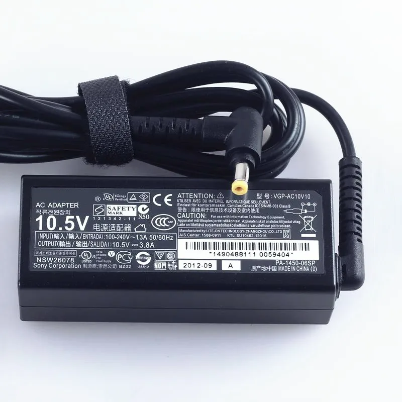 Натуральная 10 5 V 3.8A 40 Вт VGP AC10V10 AC10V9 Питание адаптер переменного тока для SONY VAIO PRO 11
