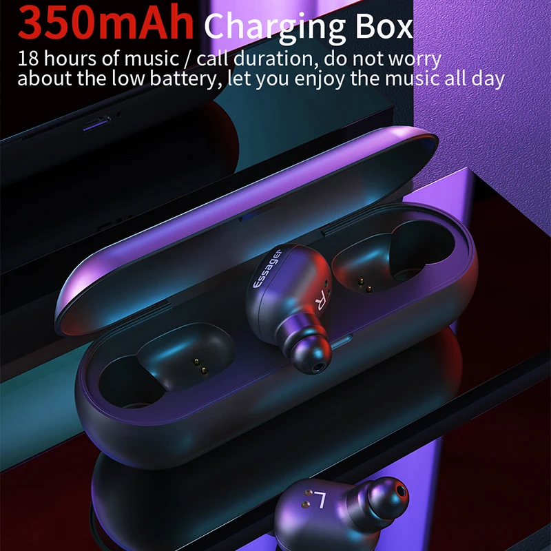 TWS-наушники Essager Mini с поддержкой Bluetooth 5 0 и зарядным футляром | Электроника